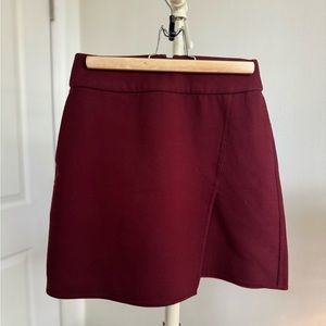 Maroon faux-wrap skirt with pockets!